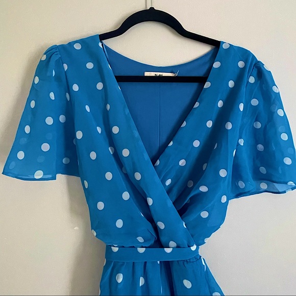 Blue & White Polka-dotted Dress - Picture 1 of 5